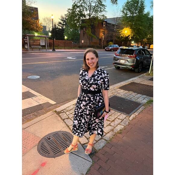 JASON WU Black White Brushstroke Floral 100% Cotton Button Placket Dress Size 2 - Picture 12 of 13